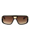 Dita Dts400-a-01-z Mach-eight Rectangular Acetate And Titanium Sunglasses In Matte Black - Yellow Gold W/ Brown To Clear