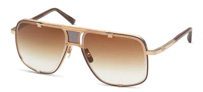 Pre-owned Dita Mach-five Brushed White Gold And Brown/brown Shaded (i-gld-brn) Sunglasses