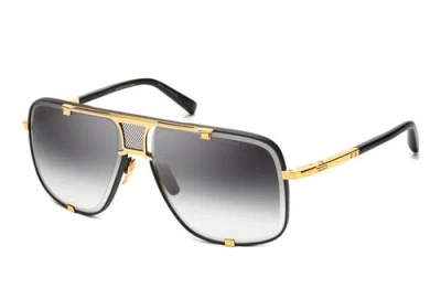Pre-owned Dita Mach Five Drx 2087-a Matte Black Yellow Gold Grey Gradient Lens Sunglasses In Gray