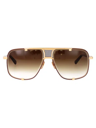 Dita Mach-five Sunglasses In Brushed White Gold - Brown W/ Brown Gradient