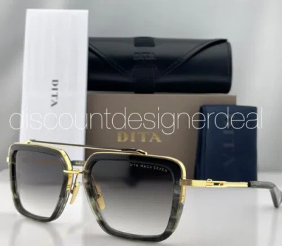 Pre-owned Dita Mach Seven Square Sunglasses Dts135-56-03 Grey Swirl Gold Grey Gradient In Gray