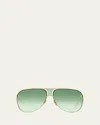 Dita Men's Decade-two Titanium Aviator Sunglasses In Yellow Gold - Crystal Clear