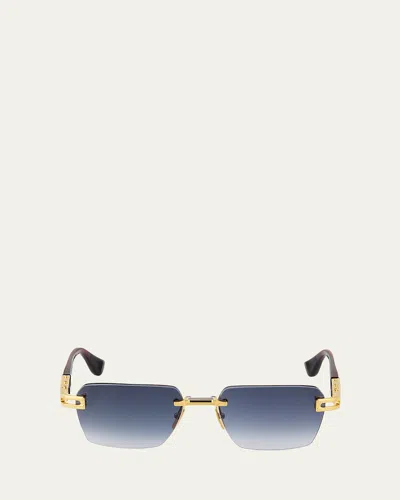 Dita Men's Meta Evo One Rimless Rectangle Sunglasses In Gold