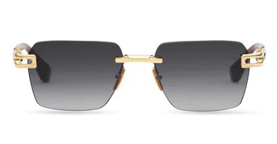 Dita Meta-evo One Square-frame Gold-tone And Acetate Sunglasses In Black
