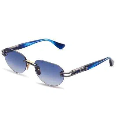 Pre-owned Dita Meta Evo Two Dts152-a-02 Antique Silver Blue Swirl Blue Rimless Sunglasses