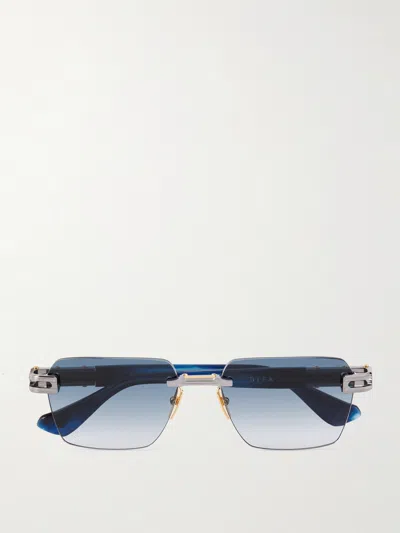 Dita Meta-evo One Square-frame Silver-tone And Acetate Sunglasses In Blue