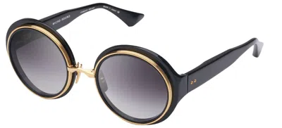 Pre-owned Dita Micro-round Black Yellow Gold/grey Shaded (01) Sunglasses