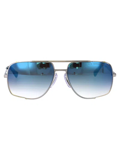 Dita Midnight Special Sunglasses In Black Palladium W/ Dark Grey To Clear - Soft Blue Mirror - Ar