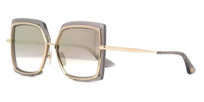 Pre-owned Dita Narcissus Satin Crystal Grey/milky Gold Flash (03) Sunglasses