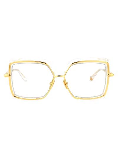 Dita Narcissus Sunglasses In Crystal Clear - Yellow Gold W Light Grey To Dark Grey Photocromatic
