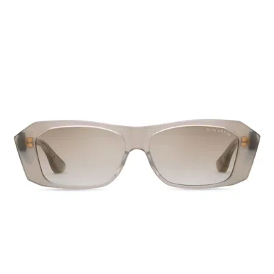 Dita Noxya Rectangular Gradient Sunglasses With Checkered Temples In Brown