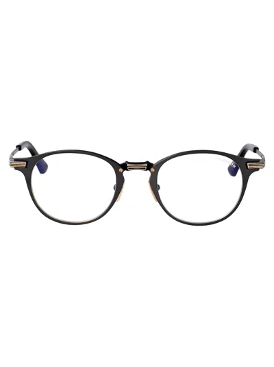 Dita Radicon Glasses In Black Iron- Yellow Gold W/ Clear