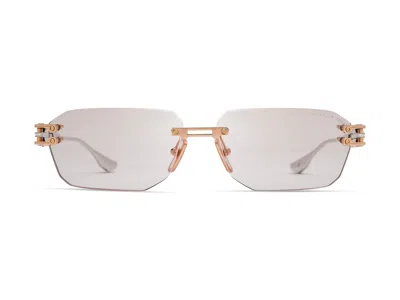 Dita Rose Gold Hyperlux-3000 Rimless Geometric Sunglasses In White