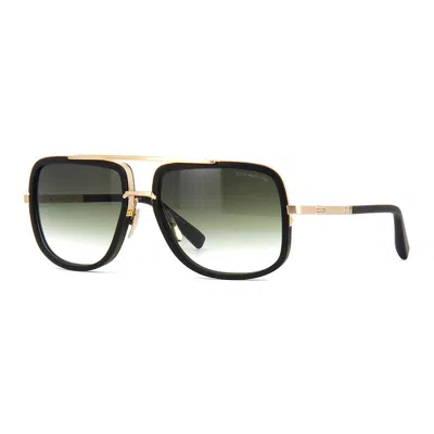 Dita Sunglasses Aviator Full Rim, Antique 12k Gold Frame And G15 Green Gradient Lens Mach-one-drx-2030f In Yellow