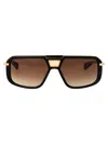 Dita Dts400-a-01-z Mach-eight Rectangular Acetate And Titanium Sunglasses In Matte Black - Yellow Gold W/ Brown To Clear