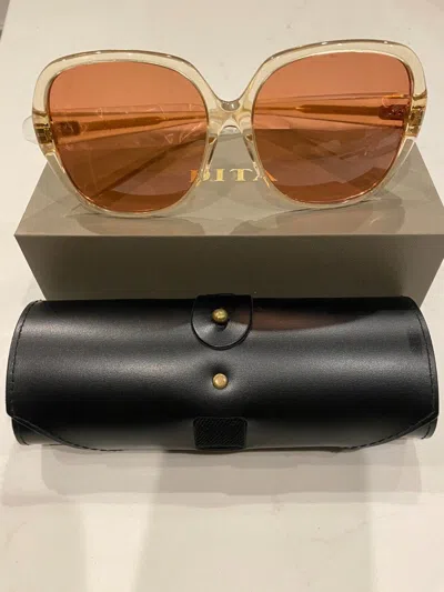 Pre-owned Dita Sunglasses Supa Dupa 7700-m-rse-62 White Rose Crystal Amber Gradient In Orange
