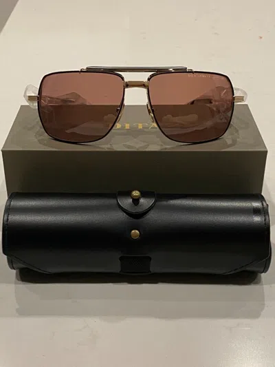 Pre-owned Dita Sunglasses Symeta-type 403 White Gold/black W/brown Lenses Dts126-06202