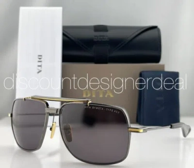 Pre-owned Dita Symeta Type-403 Sunglasses Black Iron 18k Gold Dark Gray Lens Dts126-62-03