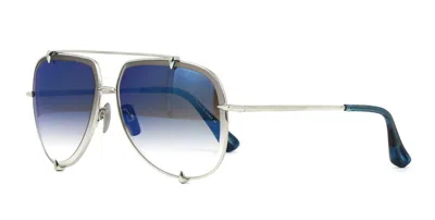 Pre-owned Dita Talon Silver/soft Blue Dark Grey Shaded Mirrored (e) Sunglasses
