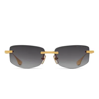 Dita Trysim.75 Rimless Rectangular Sunglasses With Gold-tone Accents In Gray