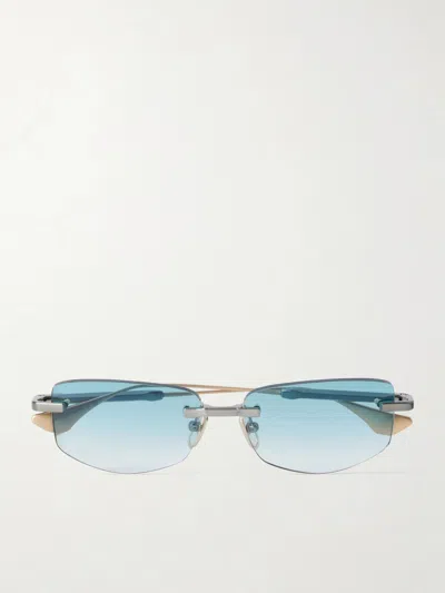 Dita Trysim.75 Square-frame Gold And Silver-tone Titanium Sunglasses In Blue