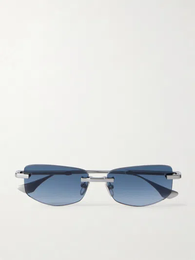 Dita Trysim.75 Square-frame Silver-tone Titanium Sunglasses In Blue