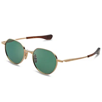 Dita Vers-one Green Oval Unisex Sunglasses Dts150-a-01 50 In Gold