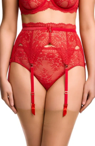 Dita Von Teese Floradora Lace Garter Belt In Red