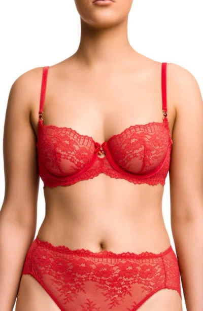 Dita Von Teese Floradora Underwire Balconette Bra In Red