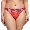Dita Von Teese Victresse Floral Embroidery Thong In Rubine In Red