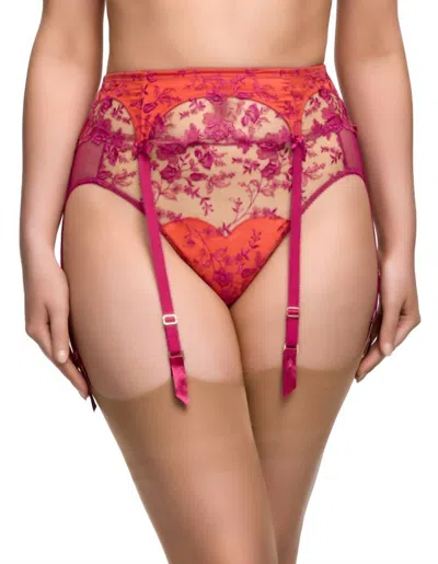 Dita Von Teese Victresse High Waist Suspender In Rubine In Multi