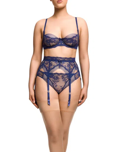 Dita Von Teese Yva Lace Suspender In After Dark In Blue