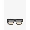 Dita Womens Black D4000474 Grandmaster-eight Rectangular-frame Acetate Sunglasses In Black