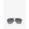 Dita Womens  Dts100 Aviator-frame Metal Sunglasses In Black