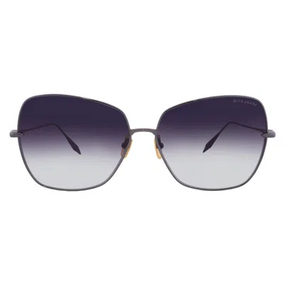 Dita Zazoe Dark Grey To Clear Gradient Butterfly Ladies Sunglasses Dts145-a-03 In Purple