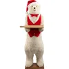Ditz Designs Butler Christmas Polar Bear Decoration With Removable Tray In Red