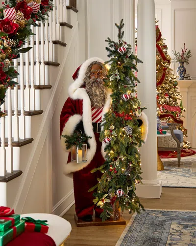 Ditz Designs By The Hen House Peppermint Cheer Black Santa, 57"
