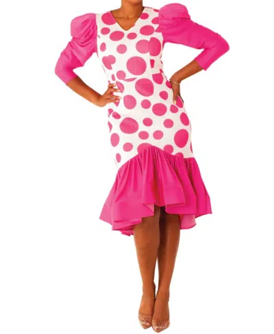 Diva Luna Bubble Couture Dress In Fuchsia/white In Pink