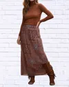 Diva Usa Boho Patchwork Printed Maxi Skirt In Cinnamon In Brown