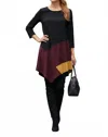 Diva Usa Colorblock Asymmetrical Hem Knit Tunic In Tri-color In Black