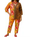 Diva Usa Demi Chiffon Animal And Floral Blouse In Tangerine In Multi