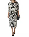 Diva Usa Floral Knit Midi Dress In Black White Gold In White