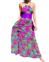 Diva Usa Sibella Maxi Chiffon Dress In Floral Cheetah In Multi