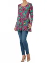 Diva Usa Sibella Pleated Front Long Sleeve Blouse In Floral Cheetah In Multi