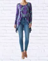 Diva Usa Sibella Pleated Front Long Sleeve Blouse In Purple Cheetah In Multi