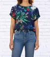 Diva Usa Tropical Floral Viscose Blouse In Red And Navy In Multi
