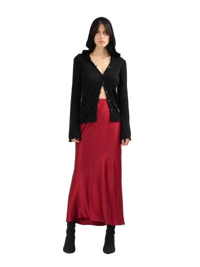Divalo Yadira Bias Satin Maxi Skirt In Red