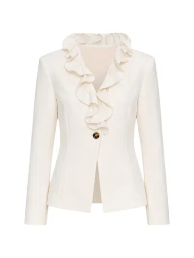 Divedivine Maira Ruffle-trim Jacket In White