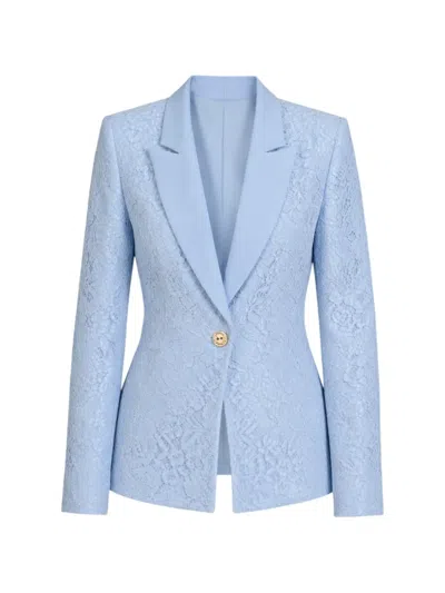 Divedivine Tosca Lace Peaked-lapel Blazer In Blue