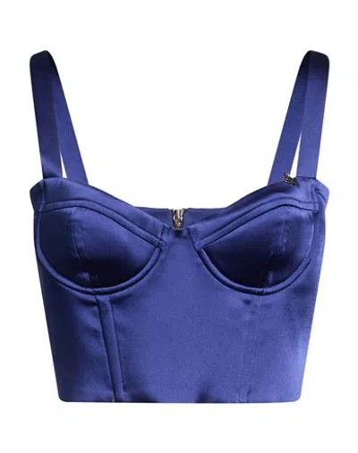 Divedivine Woman Top Navy Size 10 Polyester, Elastane In Blue